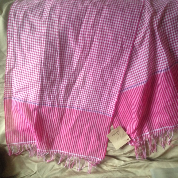 Pink and white gingham scarf