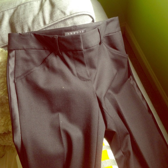 Theory Black Dress Slacks with Tuxedo Stripe