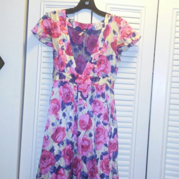Free People deep V neck  silk dress