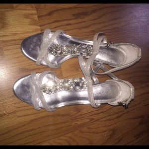 Super cute silver diamond dress heels