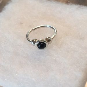 Nose ring / earring sterling silver w/ black stone