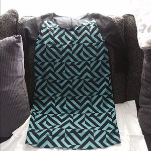 Francesca geometric patterned blue black dress