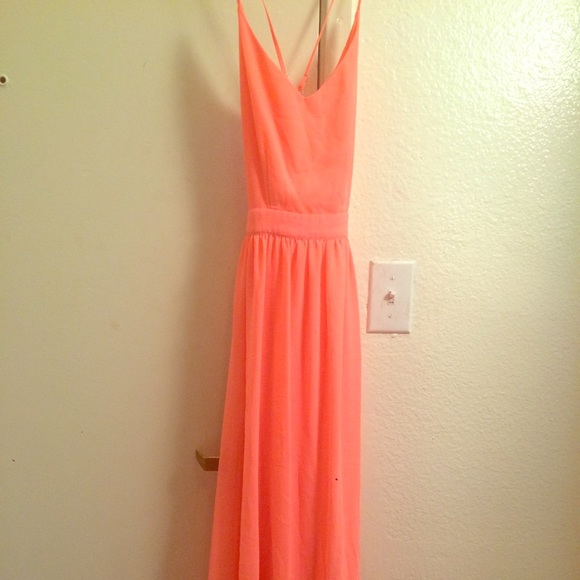 Neon pink maxi dress