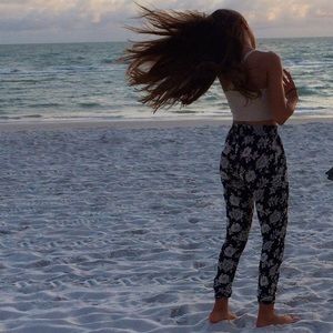 black floral pants from Brandy Melville
