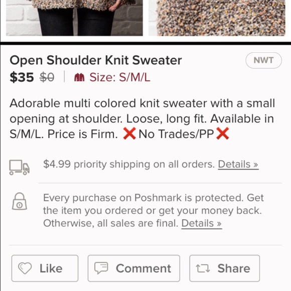 Open Shoulder Knit Sweater - Picture 3 of 3