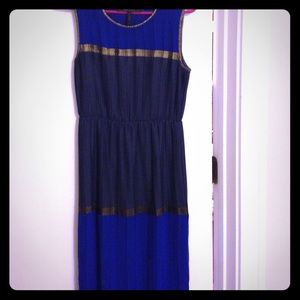 BCBG maxazria blue with gold detail dress -size xs