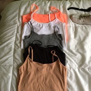 White black gray tan and coral Cami bundle