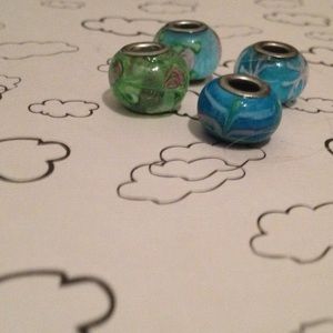 Blue and Green flower Charms