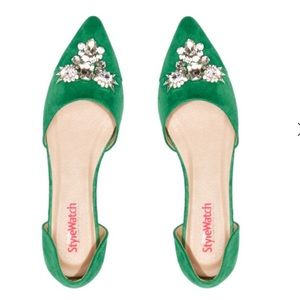New and never used Green pointed suede flats