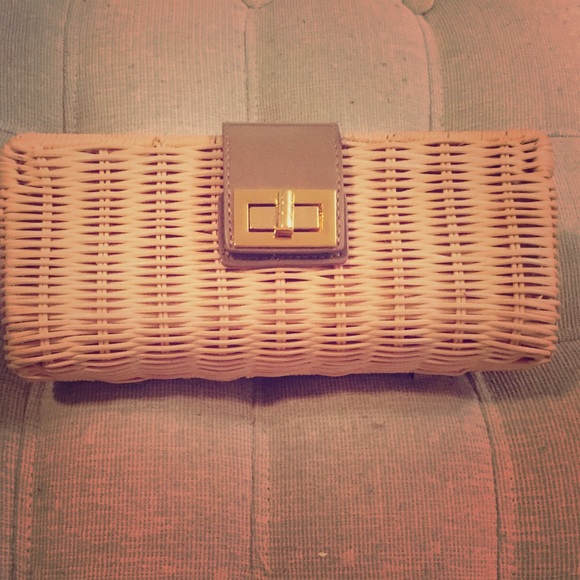 JCrew Golden/Tan Straw Clutch