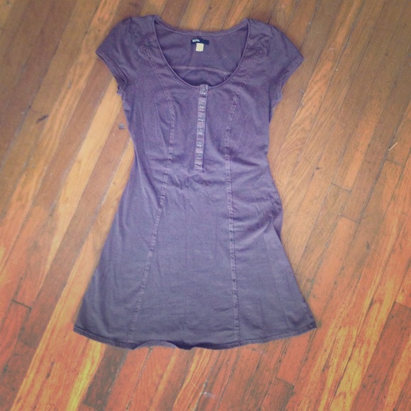 Dark purple Henley snap dress