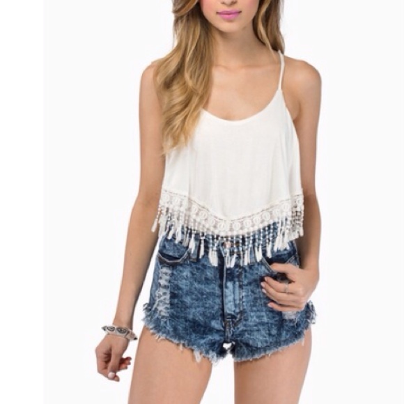 Tobi crochet bodysuit small  white