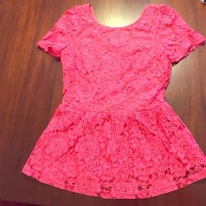 Pink lace peplum