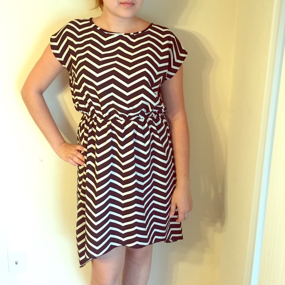 Black and white chevron hi low dress