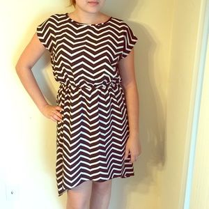 Black and white chevron hi low dress
