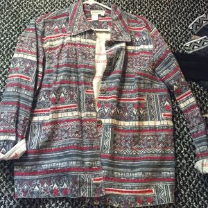 Vintage aztec print lightweight denim jacket