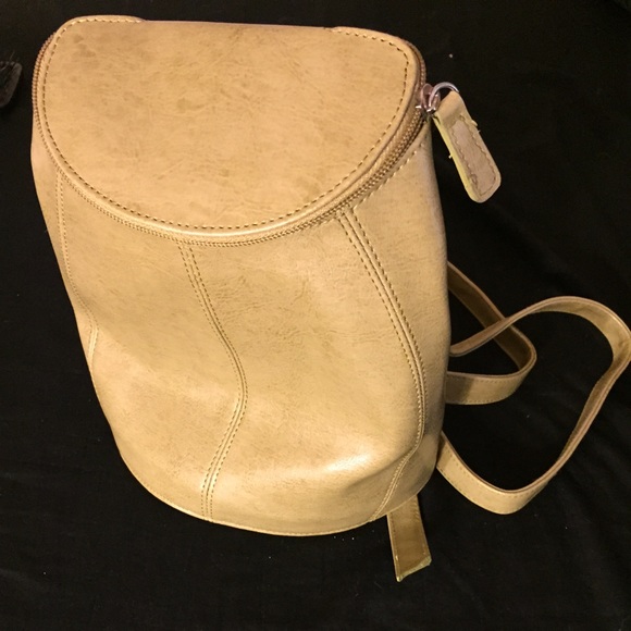 Green leather backpack