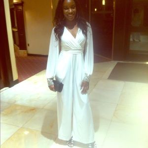 White Jumpsuit with Silver Cuffs