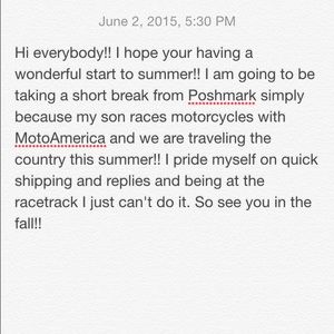 Taking a break till fall to be at the racetrack