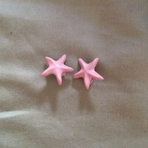 Clip on pink star fish earrings