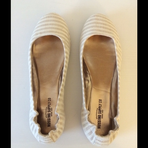 Beige and white flats
