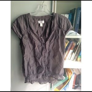Grey button-up top