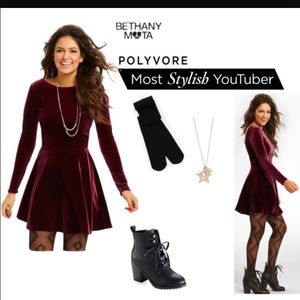 Aeropostale Velvet scoop back dress