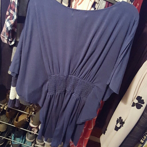 Blue split sleeve top - Picture 2 of 2