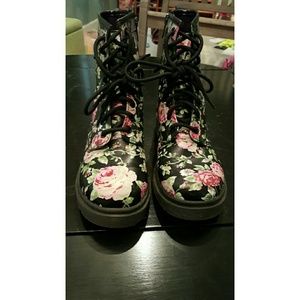 Floral Combat Boots