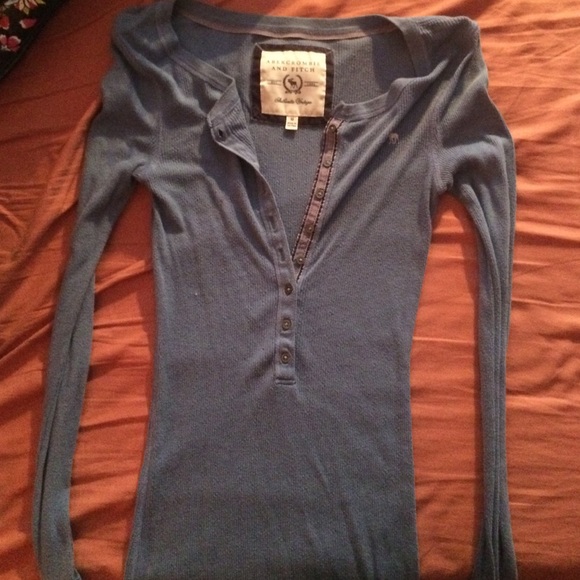 Blue Abercrombie & Fitch Long sleeved Henley