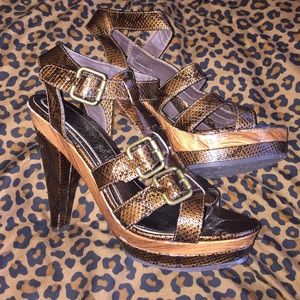 Brown snake skin heel