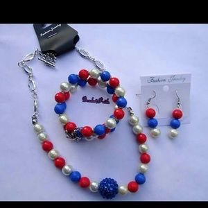 4th of July beaded jewelry set