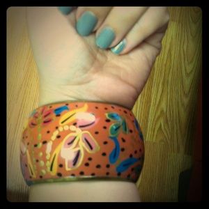 Wide floral bangle