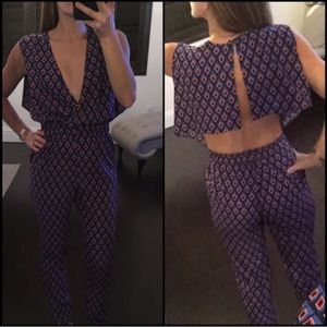 Open back patterned jumpsuit