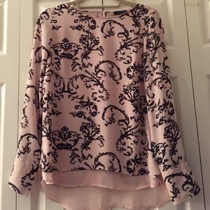 Pink floral work blouse