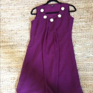 Purple chiffon shift dress- lined & pearl detail