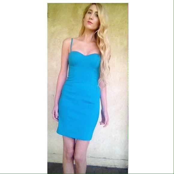 blue Guess Rachel cocktail bodycon Vegas dress