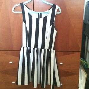 black and white striped dress