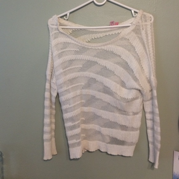 Sheer striped cropped sweater