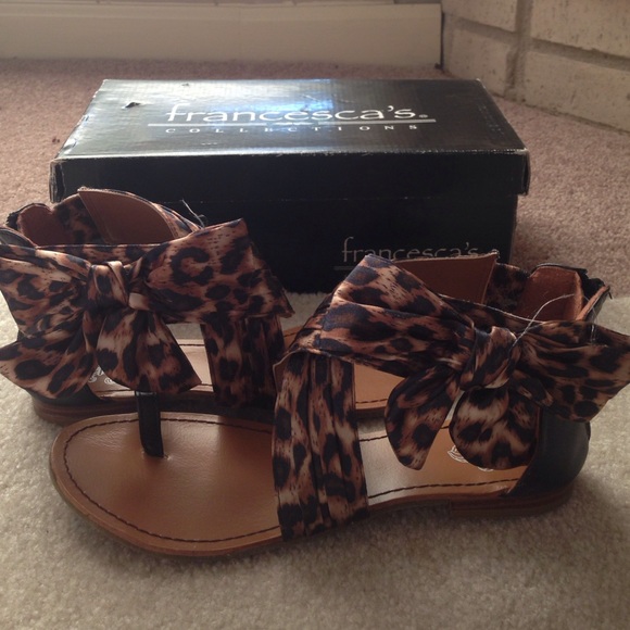 Cheetah/black/animal print bow sandals