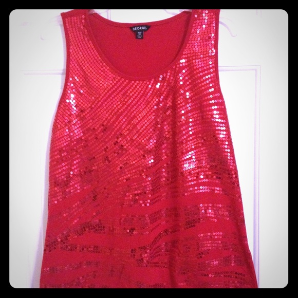 Red sequin tank