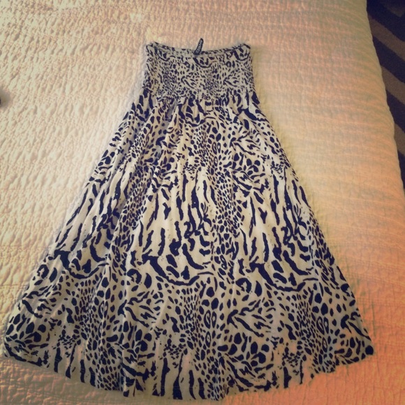 Black and white animal print strapless dress