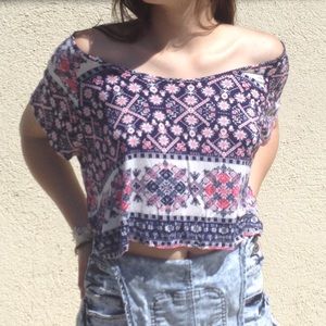 Nordic patterned crop top