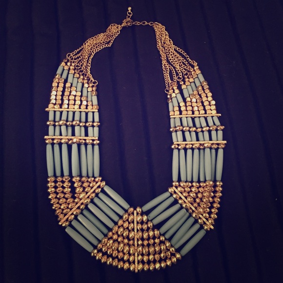 Turquoise and gold statement necklace