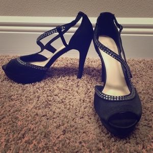 Black strappy high heels