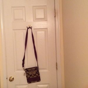 Authentic Coach Swingpack Bag Khaki/Purple