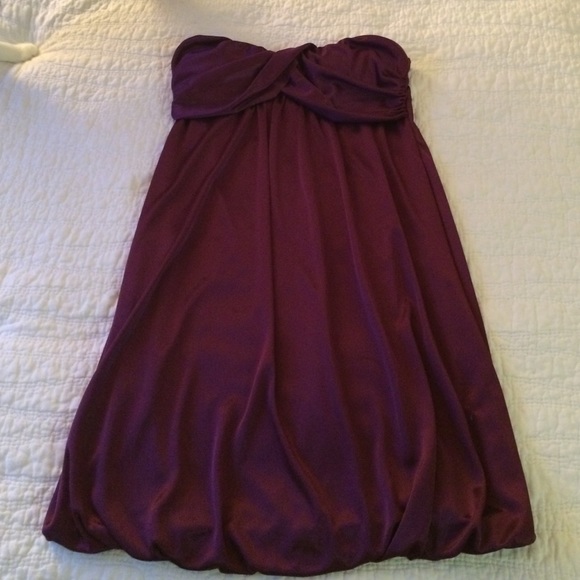 Wine colored strapless dress