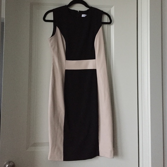 Color block tan and black dress