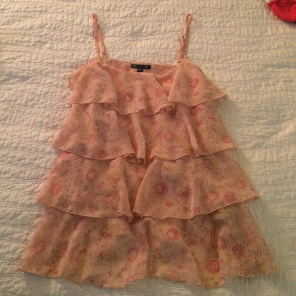 Pink ruffled floral tank