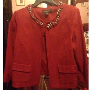 Red with silver collar chain blazer